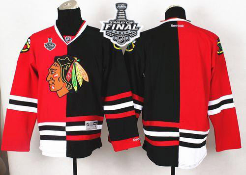 Chicago Blackhawks Blank Red-Black Split 2015 Stanley Cup NHL Jersey