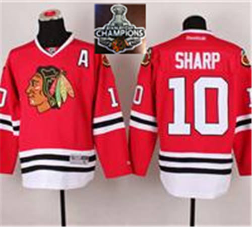 Chicago Blackhawks Jerseys 10 Patrick Sharp(A patch) Red 2015 Stanley Cup Champions NHL Jersey