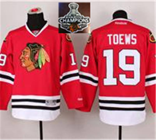 Chicago Blackhawks Jerseys 19 Jonathan Toews Red 2015 Stanley Cup Champions NHL Jersey