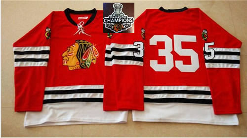 Chicago Blackhawks Jerseys 35 TONY ESPOSITO Red no name 2015 Stanley Cup Champions NHL Jersey