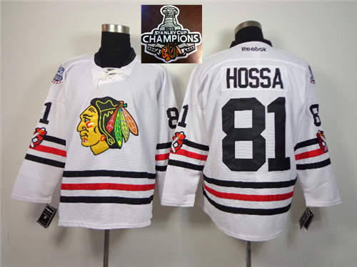 Chicago Blackhawks Jerseys 81 Marian Hossa White 2015 Stanley Cup Champions NHL Jersey