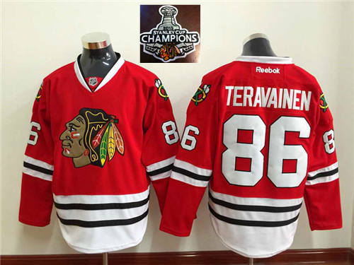 Chicago Blackhawks Jerseys 86 Teravainen Red 2015 Stanley Cup Champions NHL Jersey