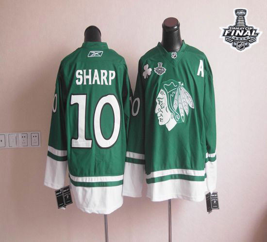 Chicago Blackhawks St Patty-s Day 10 Patrick Sharp Green 2015 Stanley Cup NHL jersey