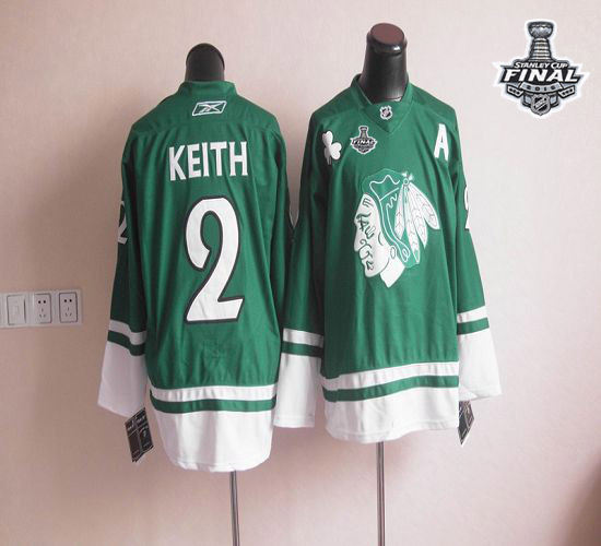 Chicago Blackhawks St Patty-s Day 2 Duncan Keith Green 2015 Stanley Cup NHL jersey
