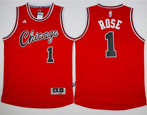 Chicago Bulls 1 Derrick Rose Red Hardwood Classics Performance NBA Jersey