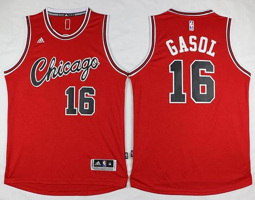 Chicago Bulls 16 Pau Gasol Red Hardwood Classics Performance NBA Jersey