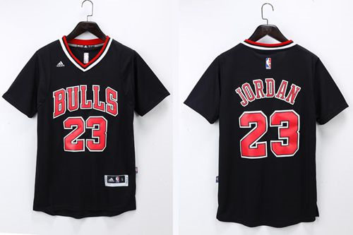 Chicago Bulls 23 Michael Jordan Black Short Sleeve NBA Jersey