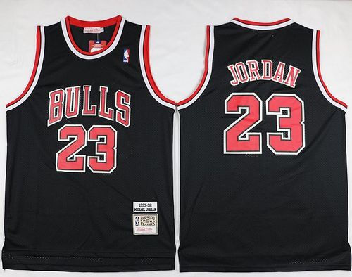 Chicago Bulls 23 Michael Jordan Black Throwback Mitchell And Ness NBA Jersey