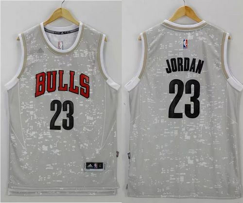 Chicago Bulls 23 Michael Jordan Grey City Light NBA Jersey