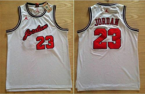 Chicago Bulls 23 Michael Jordan White Anniversary NBA Jersey