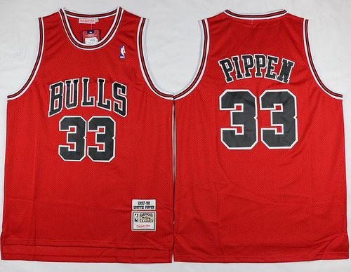Chicago Bulls 33 Scottie Pippen Red Throwback Mitchell And Ness NBA Jersey