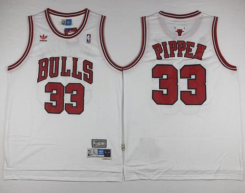 Chicago Bulls 33 Scottie Pippen White Throwback NBA Jersey