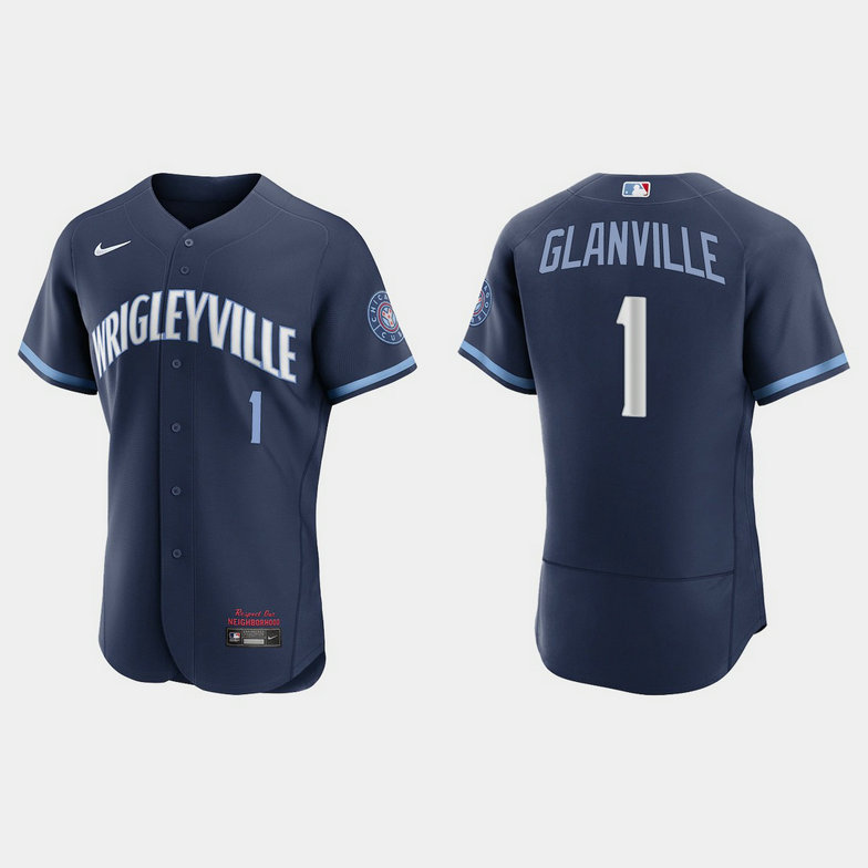 Chicago Cubs #1 Doug Glanville Men's Nike 2021 City Connect Authentic Navy MLB Jersey
