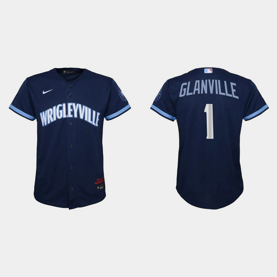 Chicago Cubs #1 Doug Glanville Youth Nike 2021 City Connect Navy MLB Jersey
