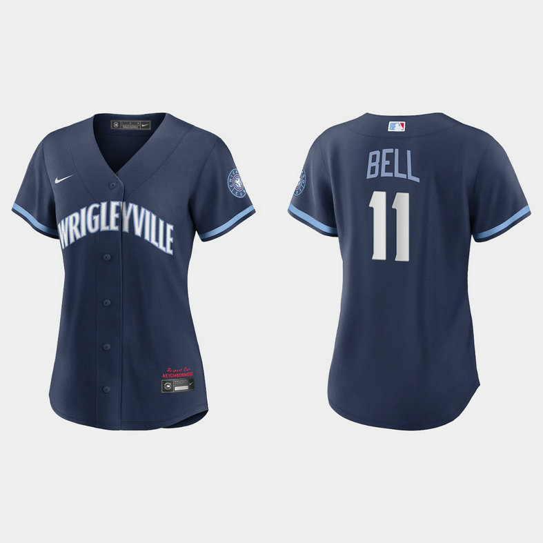 Chicago Cubs #11 George Bell Women's Nike 2021 City Connect Navy MLB Jersey