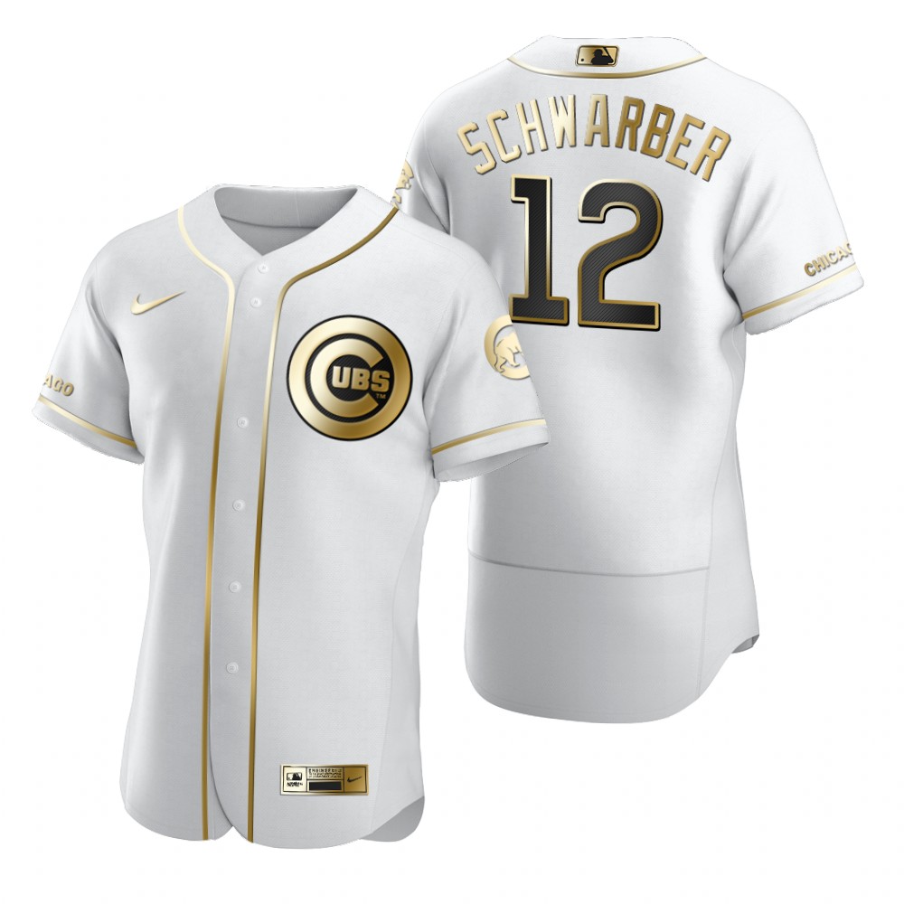 Chicago Cubs #12 Kyle Schwarber White Nike Men's Authentic Golden Edition MLB Jersey
