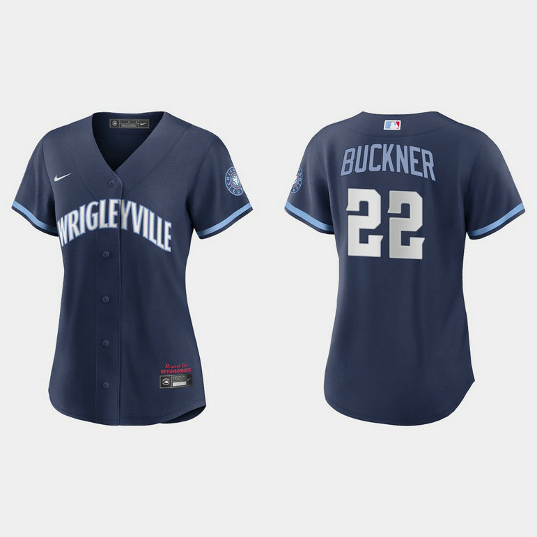 Chicago Cubs #22 Bill Buckner Women's Nike 2021 City Connect Navy MLB Jersey