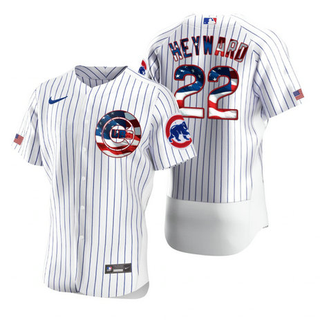 Chicago Cubs #22 Jason Heyward Men's Nike White Fluttering USA Flag Limited Edition Authentic MLB Jersey
