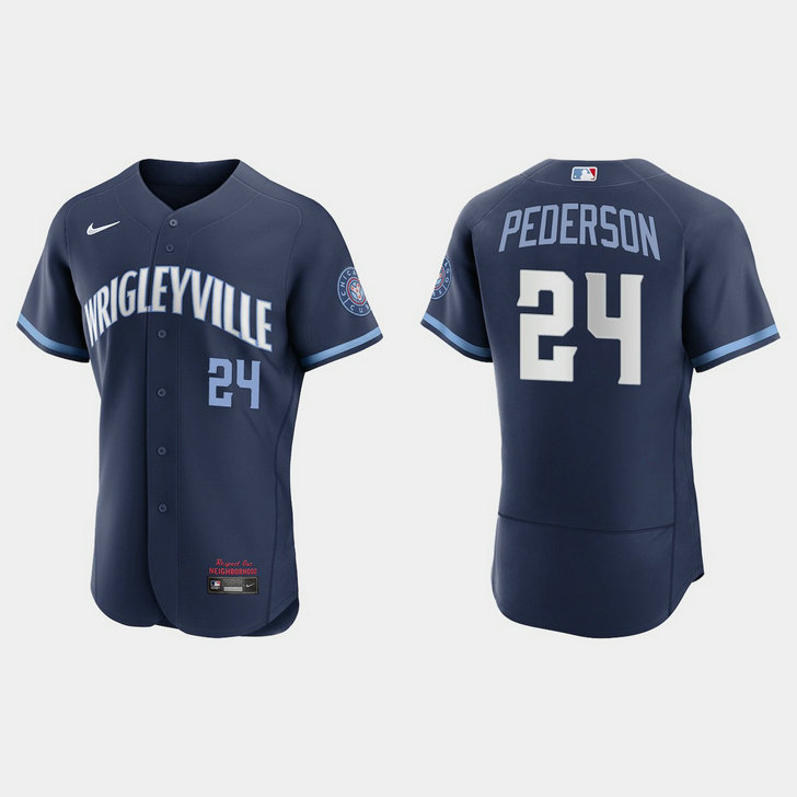 Chicago Cubs #24 Joc Pederson Men's Nike 2021 City Connect Authentic Navy MLB Jersey