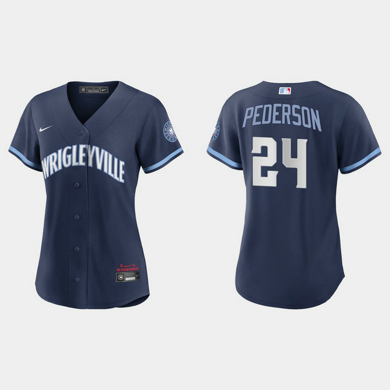 Chicago Cubs #24 Joc Pederson Women's Nike 2021 City Connect Navy MLB Jersey