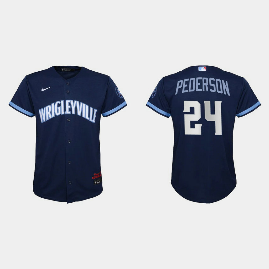 Chicago Cubs #24 Joc Pederson Youth Nike 2021 City Connect Navy MLB Jersey