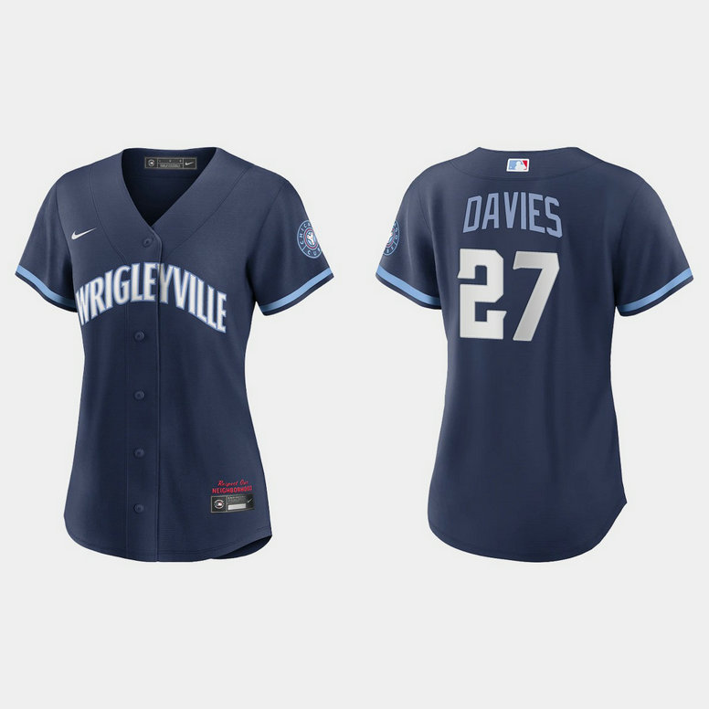 Chicago Cubs #27 Zach Davies Women's Nike 2021 City Connect Navy MLB Jersey