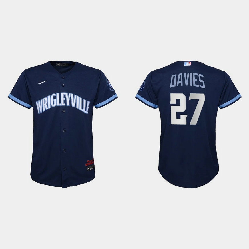 Chicago Cubs #27 Zach Davies Youth Nike 2021 City Connect Navy MLB Jersey