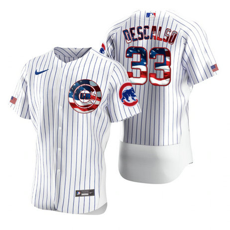 Chicago Cubs #33 Jim Adduci Men's Nike White Fluttering USA Flag Limited Edition Authentic MLB Jersey