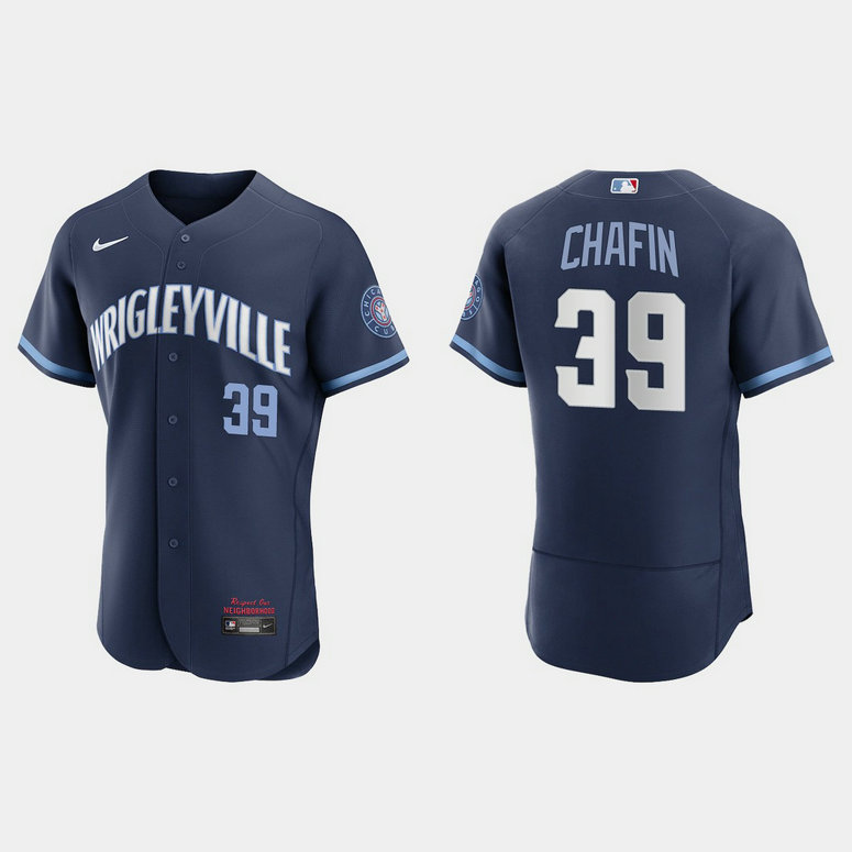 Chicago Cubs #39 Andrew Chafin Men's Nike 2021 City Connect Authentic Navy MLB Jersey
