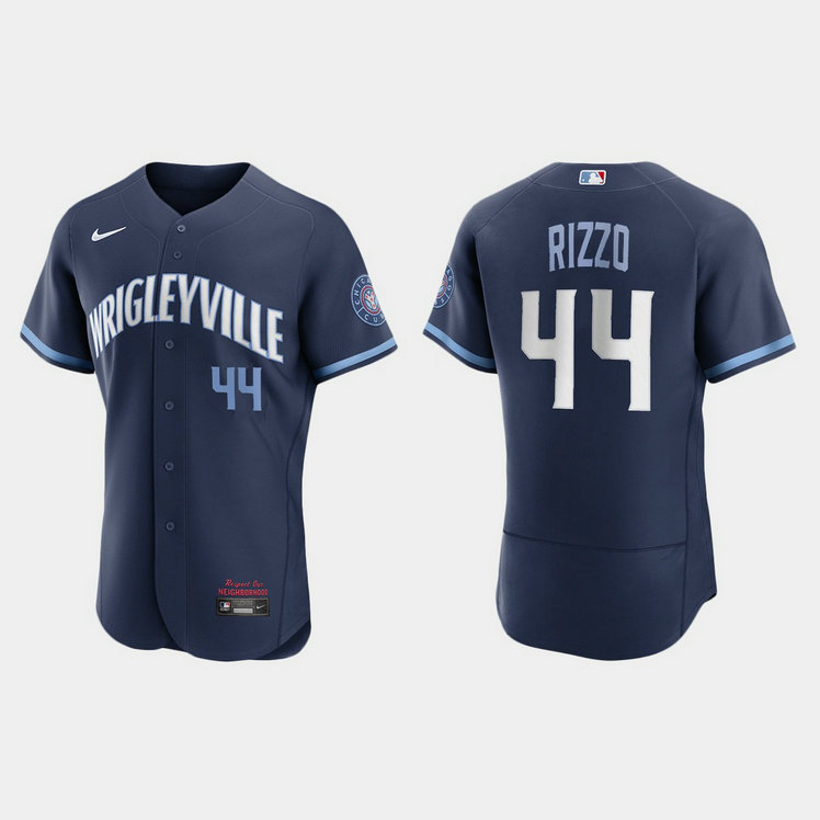 Chicago Cubs #44 Anthony Rizzo Men's Nike 2021 City Connect Authentic Navy MLB Jersey