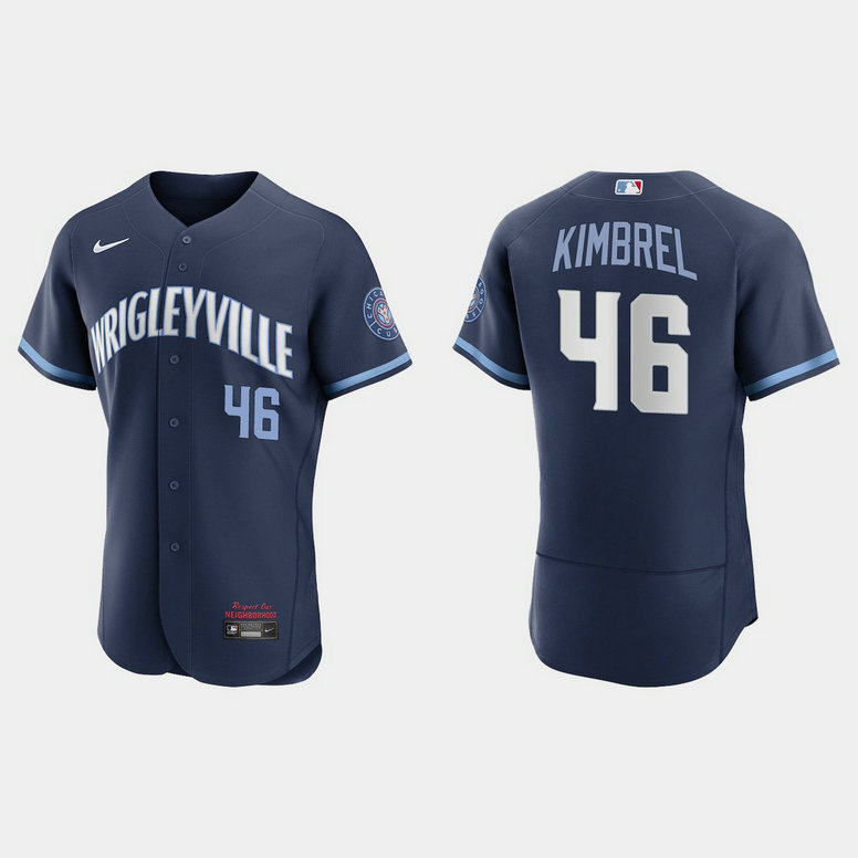Chicago Cubs #46 Craig Kimbrel Men's Nike 2021 City Connect Authentic Navy MLB Jersey