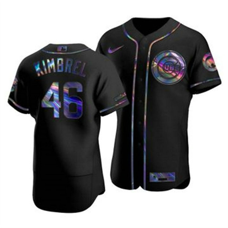 Chicago Cubs #46 Craig Kimbrel Men's Nike Iridescent Holographic Collection MLB Jersey - Black