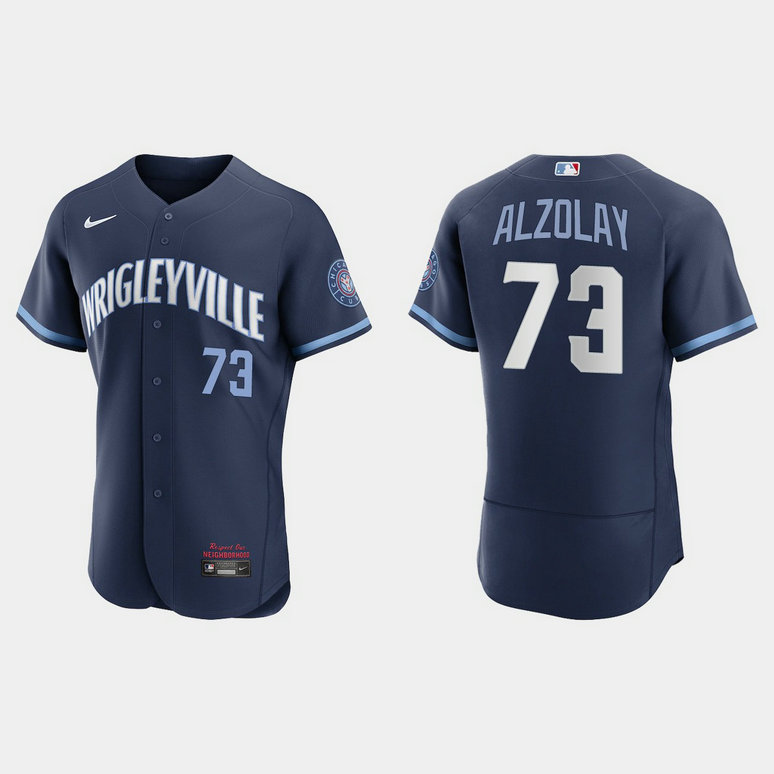 Chicago Cubs #73 Adbert Alzolay Men's Nike 2021 City Connect Authentic Navy MLB Jersey