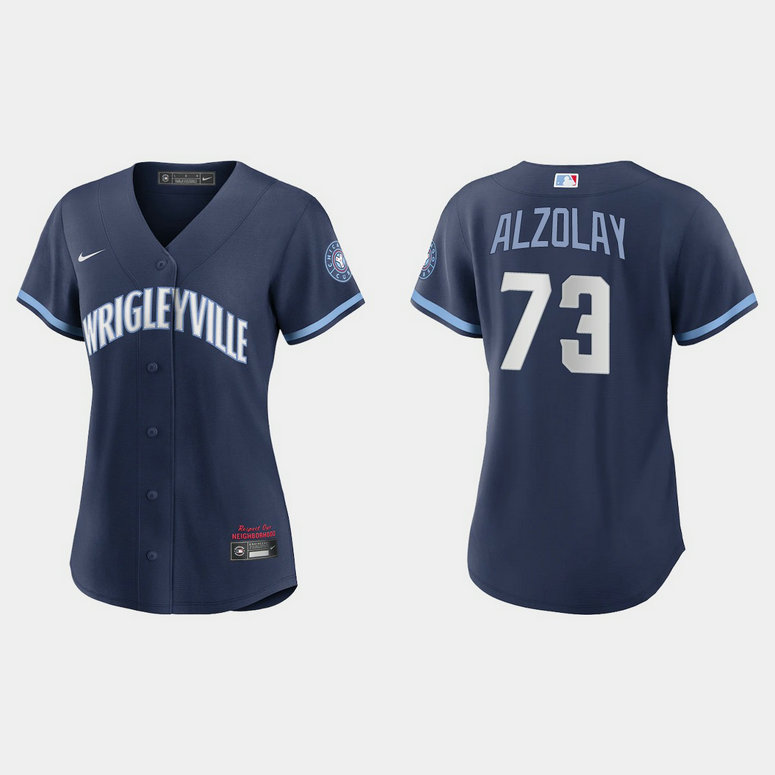 Chicago Cubs #73 Adbert Alzolay Women's Nike 2021 City Connect Navy MLB Jersey