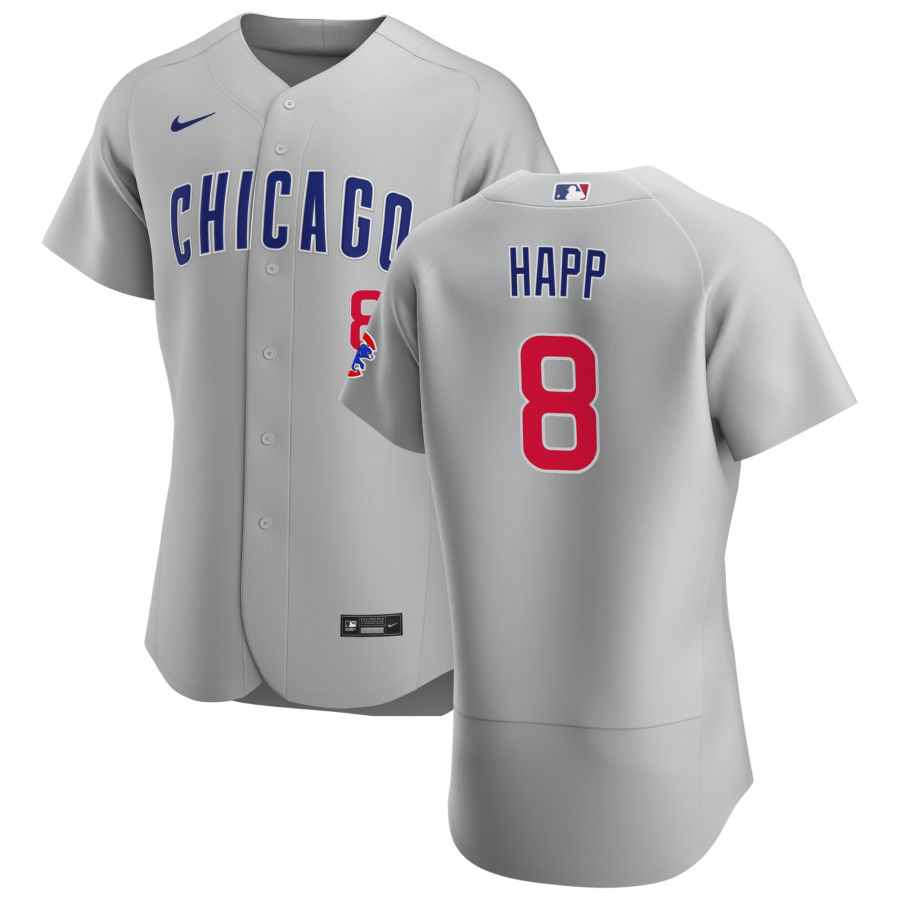 Chicago Cubs #8 Ian Happ Men's Nike Gray Road 2020 Authentic Team Jersey