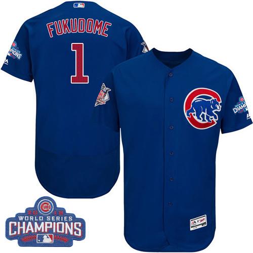 Chicago Cubs 1 Kosuke Fukudome Blue Flexbase Authentic Collection 2016 World Series Champions MLB Jersey