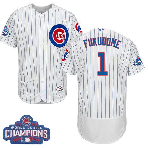 Chicago Cubs 1 Kosuke Fukudome White Flexbase Authentic Collection 2016 World Series Champions MLB Jersey