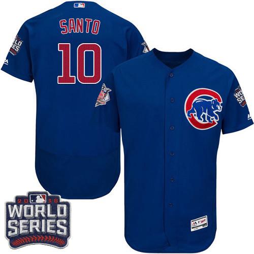 Chicago Cubs 10 Ron Santo Blue Flexbase Authentic Collection 2016 World Series Bound MLB Jersey