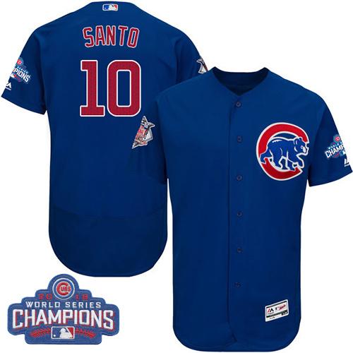 Chicago Cubs 10 Ron Santo Blue Flexbase Authentic Collection 2016 World Series Champions MLB Jersey