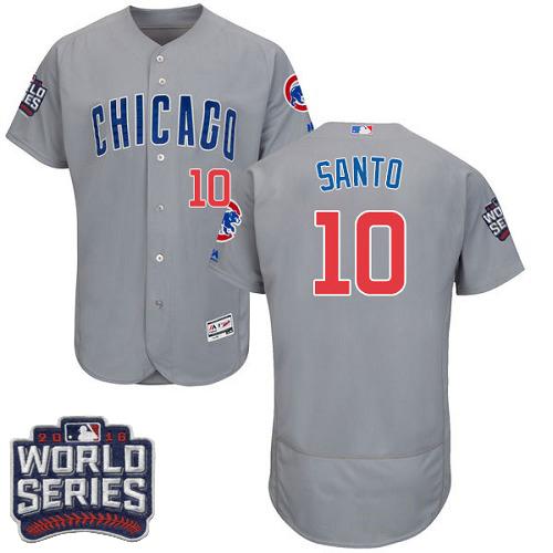 Chicago Cubs 10 Ron Santo Grey Flexbase Authentic Collection Road 2016 World Series Bound MLB Jersey