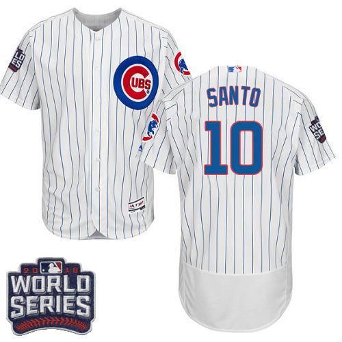 Chicago Cubs 10 Ron Santo White Flexbase Authentic Collection 2016 World Series Bound MLB Jersey