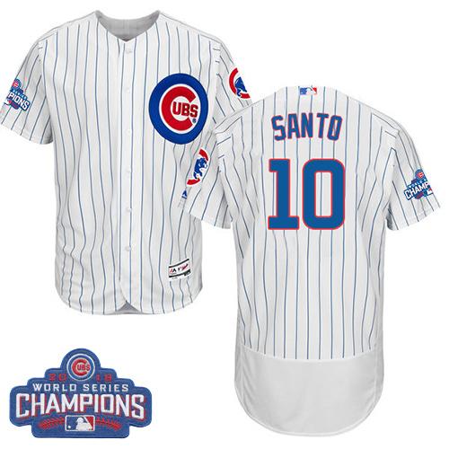Chicago Cubs 10 Ron Santo White Flexbase Authentic Collection 2016 World Series Champions MLB Jersey