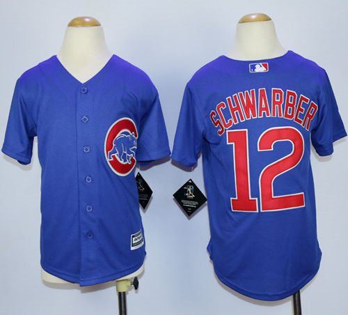 Chicago Cubs 12 Kyle Schwarber Blue Cool Base kid MLB Jersey