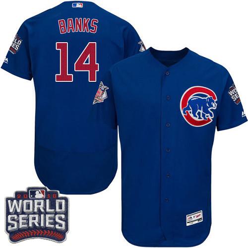 Chicago Cubs 14 Ernie Banks Blue Flexbase Authentic Collection 2016 World Series Bound MLB Jersey