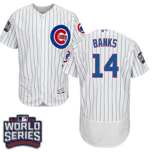 Chicago Cubs 14 Ernie Banks White Flexbase Authentic Collection 2016 World Series Bound MLB Jersey
