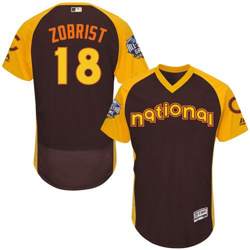 Chicago Cubs 18 Ben Zobrist Brown Flexbase Authentic Collection 2016 All-Star National League Baseball Jersey