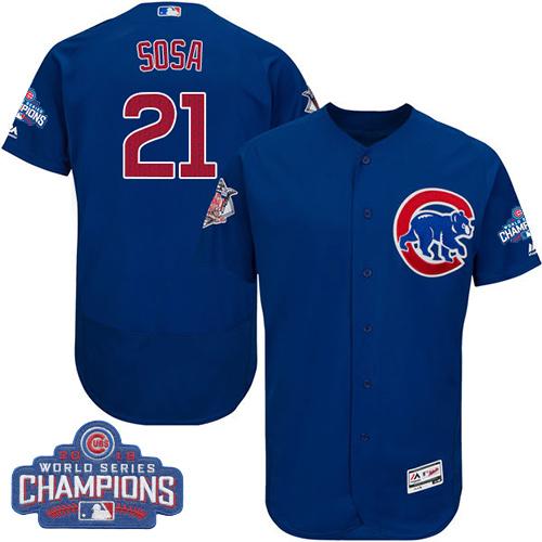 Chicago Cubs 21 Sammy Sosa Blue Flexbase Authentic Collection 2016 World Series Champions MLB Jersey