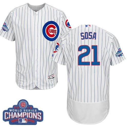 Chicago Cubs 21 Sammy Sosa White Flexbase Authentic Collection 2016 World Series Champions MLB Jersey