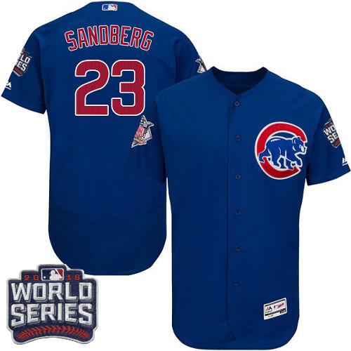 Chicago Cubs 23 Ryne Sandberg Blue Flexbase Authentic Collection 2016 World Series Bound MLB Jersey