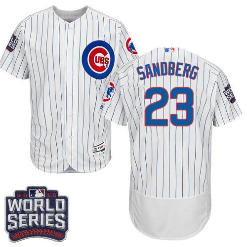 Chicago Cubs 23 Ryne Sandberg White Flexbase Authentic Collection 2016 World Series Bound MLB Jersey